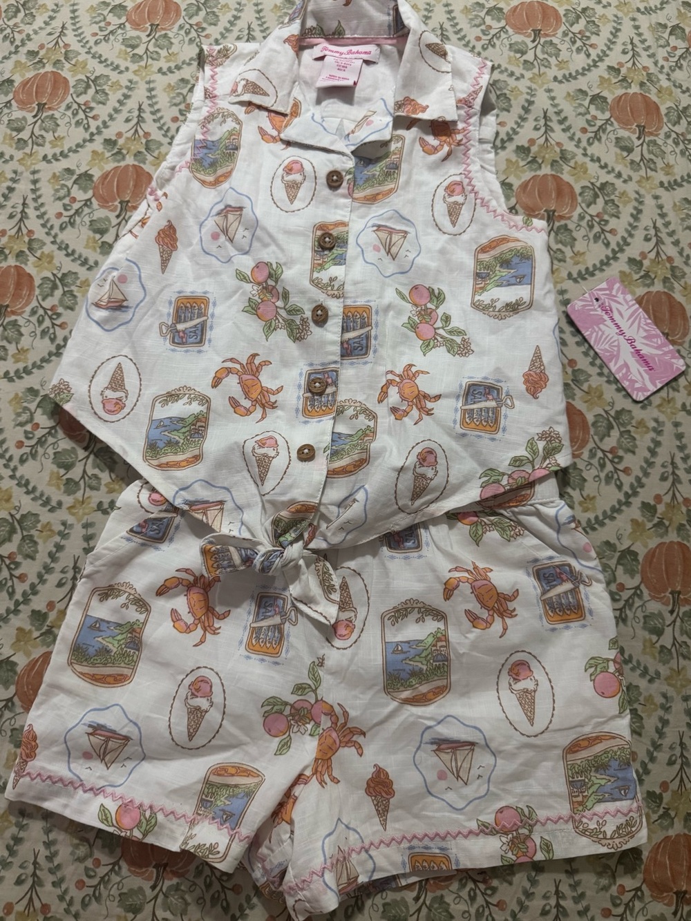 Tommy Bahama Girls 2 Piece Shorts Top Set Size 4 XS Tropical Summer NWT
